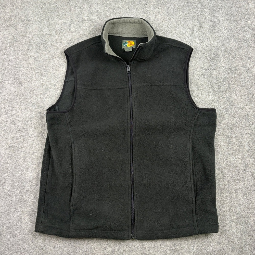 Bass Pro‎ Shops Fleece Vest Mens Medium Black Full Zip Gorpcore Outdoor Workwear